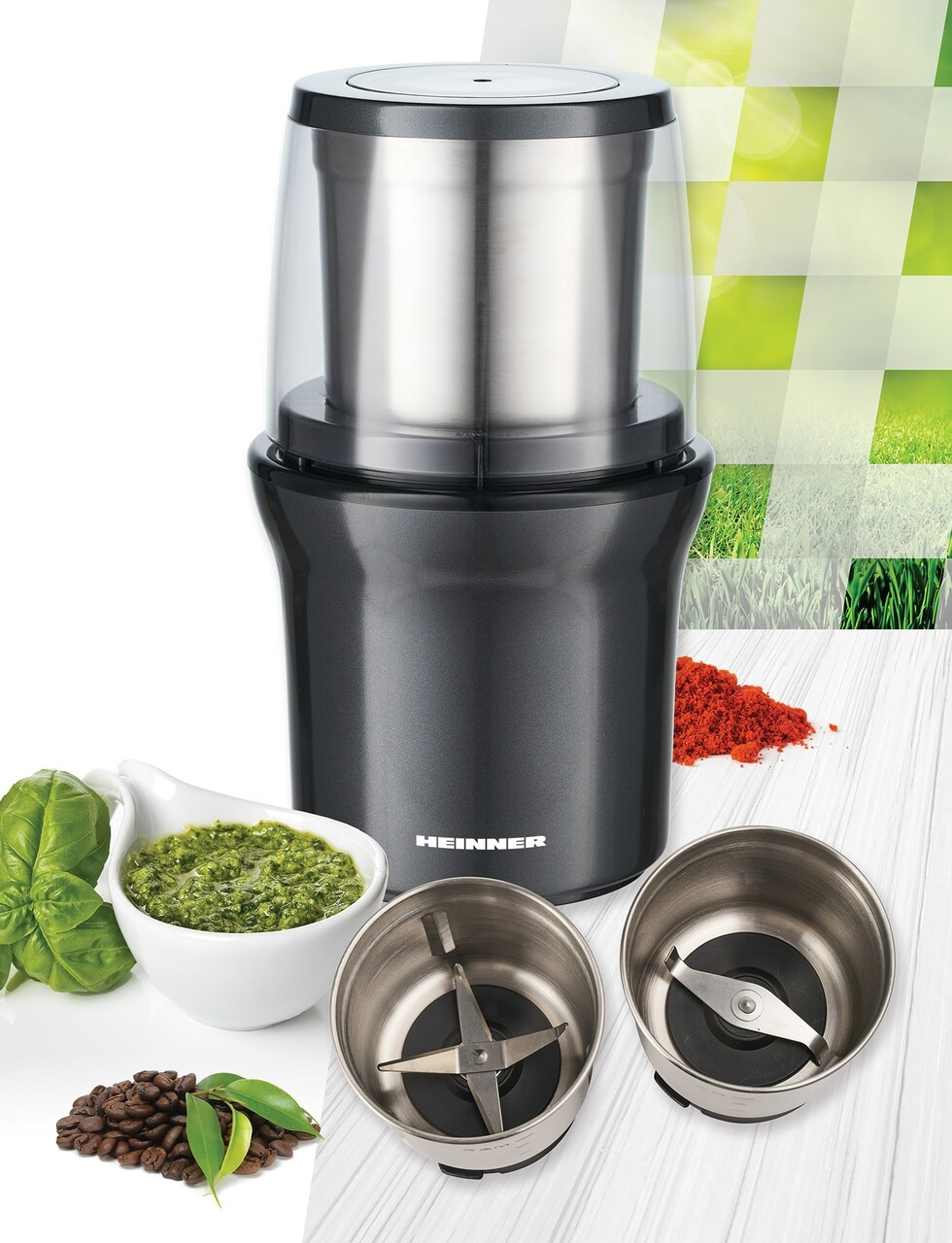 Rasnita electrica, Heinner, 200 W, gri sidefat - imagine 4